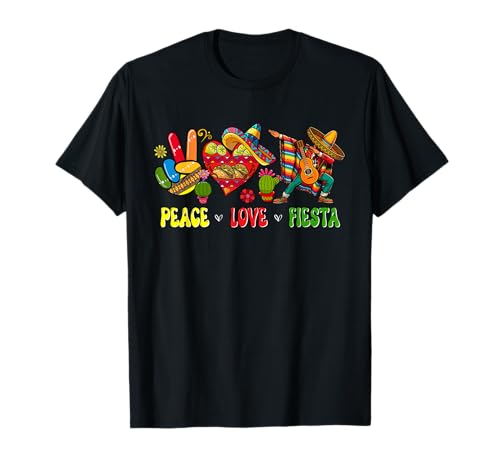 Peace Love Fiesta Cinco De Mayo Dabbing Mexican Man Colorful T-Shirt Peace Love Fiesta Cinco De Mayo Dabbing Mexican Man Colorful T-Shirt von Mexican Culture Cinco De Mayo Costume