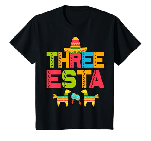 Three-Esta Mexikanische Fiesta Pinata Kinder 3. Geburtstag Party T-Shirt von Mexican Fiesta 3rd Birthday Gifts Co.