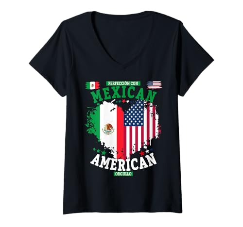 Damen Mexikanische amerikanische Wurzel-Outfit-Idee für Kinder und Mexiko-Flagge T-Shirt mit V-Ausschnitt Damen Mexikanische amerikanische Wurzel-Outfit-Idee für Kinder und Mexiko-Flagge T-Shirt mit V-Ausschnitt von Mexican Hispanic Heritage Month Ideas for Women