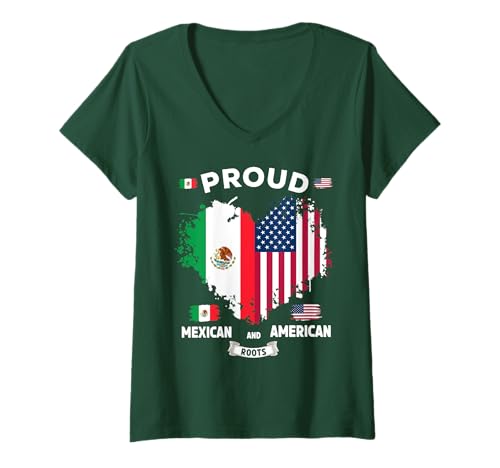 Damen Mexikanische amerikanische Flagge, Outfit-Idee für Frauen und Mexiko-Flagge T-Shirt mit V-Ausschnitt von Mexican Independence Day Accessories Idea For Kids