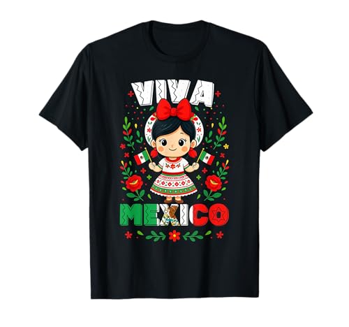 Viva Mexiko Mexikanisches Mädchen Kinder Flagge Unabhängigkeitstag Mädchen T-Shirt Viva Mexiko Mexikanisches Mädchen Kinder Flagge Unabhängigkeitstag Mädchen T-Shirt von Mexican Independence Day Girls Tees Men Women Kids