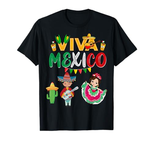 Viva Mexiko Junge Mädchen Maracas Mexikanische Unabhängigkeit T-Shirt von Mexican Independence Viva Mexico Co