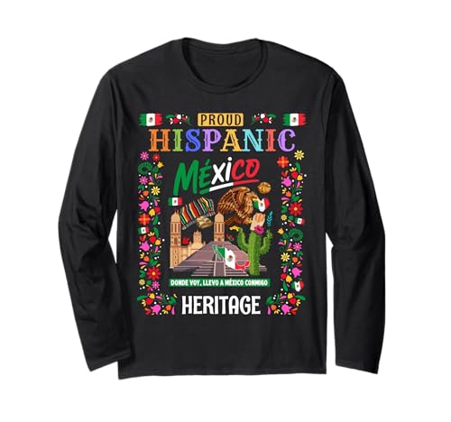 Mexiko-Themen-Outfit-Idee für Kinder und Mexikanische Flagge Langarmshirt von Mexican Theme Hispanic Heritage Month Women Ideas
