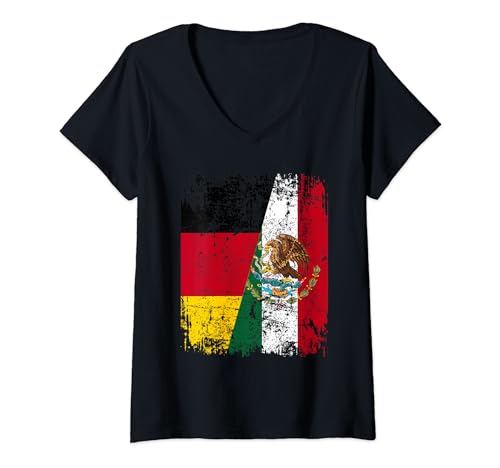 MEXIKO DEUTSCHLAND Flagge | Damen Herren Kinder | MEXIKO T-Shirt mit V-Ausschnitt von Mexico Family Shop
