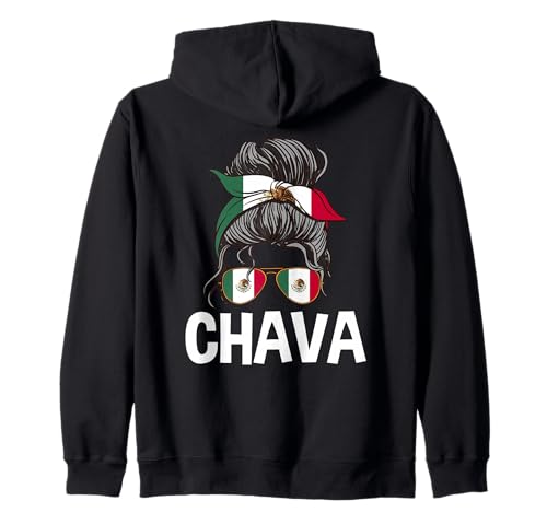Chava Mexikanisches Mädchen Unordentlicher Haarbrötchen Mexico Pride Latina Kapuzenjacke Chava Mexikanisches Mädchen Unordentlicher Haarbrötchen Mexico Pride Latina Kapuzenjacke von Mexico Flag Designs Proud Mexican Roots