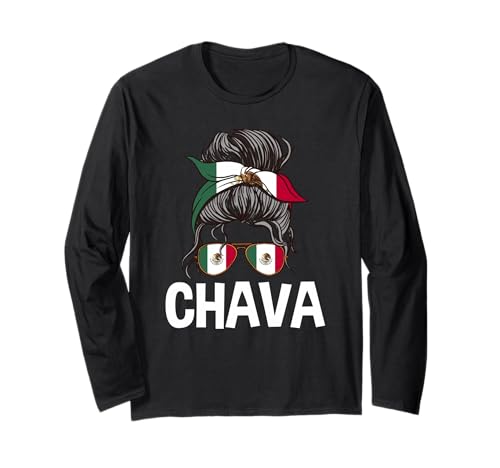 Chava Mexikanisches Mädchen Unordentlicher Haarbrötchen Mexico Pride Latina Langarmshirt Chava Mexikanisches Mädchen Unordentlicher Haarbrötchen Mexico Pride Latina Langarmshirt von Mexico Flag Designs Proud Mexican Roots