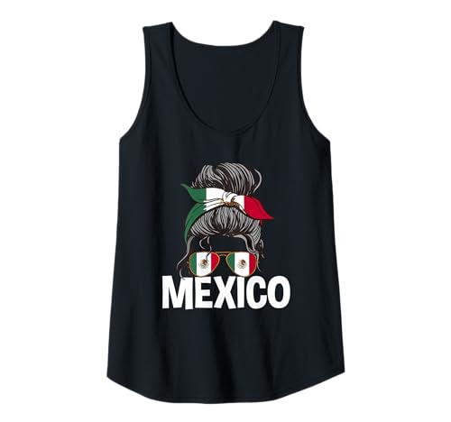 Damen Mexikanisches Mädchen Unordentlicher Haarknoten Mexican Pride Frau Tank Top Damen Mexikanisches Mädchen Unordentlicher Haarknoten Mexican Pride Frau Tank Top von Mexico Flag Designs Proud Mexican Roots