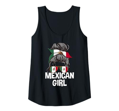 Damen Mexikanisches Mädchen unordentlicher Haarknoten Mexiko Pride Woman Tank Top Damen Mexikanisches Mädchen unordentlicher Haarknoten Mexiko Pride Woman Tank Top von Mexico Flag Designs Proud Mexican Roots