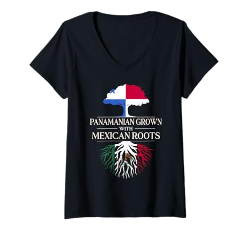 Damen Panamaischer Anbau mit mexikanischen Wurzeln, Panama, Mexiko T-Shirt mit V-Ausschnitt Damen Panamaischer Anbau mit mexikanischen Wurzeln, Panama, Mexiko T-Shirt mit V-Ausschnitt von Mexico Flag Designs Proud Mexican Roots