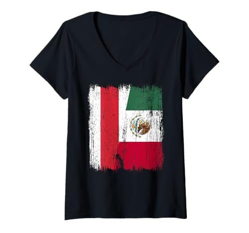 Damen Weißrussland Mexiko halbe Flagge Belarussische Opposition Mexikaner T-Shirt mit V-Ausschnitt Damen Weißrussland Mexiko halbe Flagge Belarussische Opposition Mexikaner T-Shirt mit V-Ausschnitt von Mexico Flag Designs Proud Mexican Roots