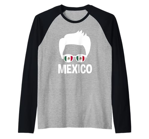 Herren Mexiko Boy Mexikanische Flagge Sonnenbrille Haar-Silhouette Raglan Herren Mexiko Boy Mexikanische Flagge Sonnenbrille Haar-Silhouette Raglan von Mexico Flag Designs Proud Mexican Roots