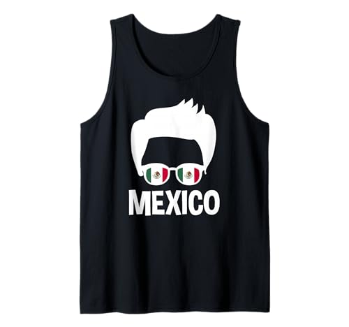Herren Mexiko Boy Mexikanische Flagge Sonnenbrille Haar-Silhouette Tank Top Herren Mexiko Boy Mexikanische Flagge Sonnenbrille Haar-Silhouette Tank Top von Mexico Flag Designs Proud Mexican Roots