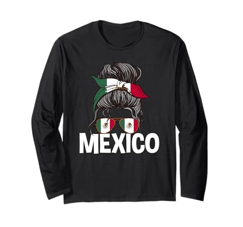 Mexikanisches Mädchen Unordentlicher Haarknoten Mexican Pride Frau Langarmshirt Mexikanisches Mädchen Unordentlicher Haarknoten Mexican Pride Frau Langarmshirt von Mexico Flag Designs Proud Mexican Roots