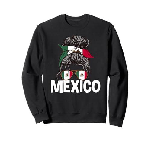 Mexikanisches Mädchen Unordentlicher Haarknoten Mexican Pride Frau Sweatshirt von Mexico Flag Designs Proud Mexican Roots