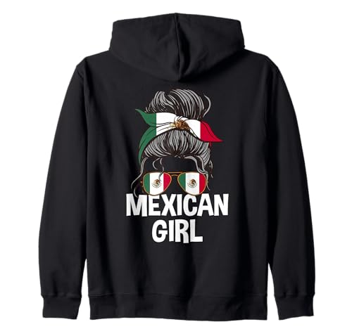 Mexikanisches Mädchen unordentlicher Haarknoten Mexiko Pride Woman Kapuzenjacke Mexikanisches Mädchen unordentlicher Haarknoten Mexiko Pride Woman Kapuzenjacke von Mexico Flag Designs Proud Mexican Roots
