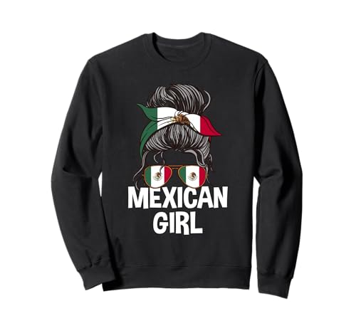 Mexikanisches Mädchen unordentlicher Haarknoten Mexiko Pride Woman Sweatshirt von Mexico Flag Designs Proud Mexican Roots