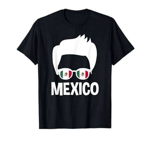Mexiko Boy Mexikanische Flagge Sonnenbrille Haar-Silhouette T-Shirt Mexiko Boy Mexikanische Flagge Sonnenbrille Haar-Silhouette T-Shirt von Mexico Flag Designs Proud Mexican Roots