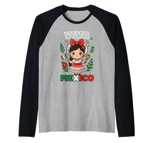 Viva Mexiko Mexikanischer Unabhängigkeitstag Mexikanische Flagge Mädchen Raglan Viva Mexiko Mexikanischer Unabhängigkeitstag Mexikanische Flagge Mädchen Raglan von Mexico Flag Designs Proud Mexican Roots