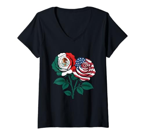 Damen Mexiko-Flagge, mexikanische Wurzeln, stolz T-Shirt mit V-Ausschnitt Damen Mexiko-Flagge, mexikanische Wurzeln, stolz T-Shirt mit V-Ausschnitt von Mexico Flag Mexican Roots