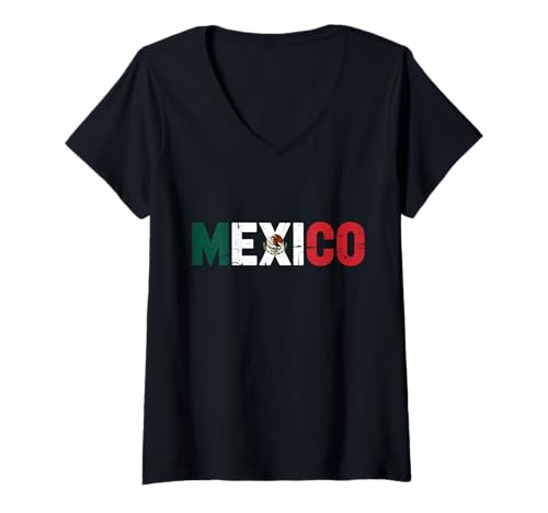 Damen Mexiko Flagge Mexican Roots Pride T-Shirt mit V-Ausschnitt von Mexico Flag Mexican Roots