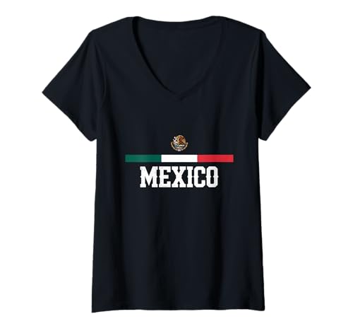 Damen Mexiko Flagge Mexikanische Wurzeln T-Shirt mit V-Ausschnitt Damen Mexiko Flagge Mexikanische Wurzeln T-Shirt mit V-Ausschnitt von Mexico Flag Mexican Roots