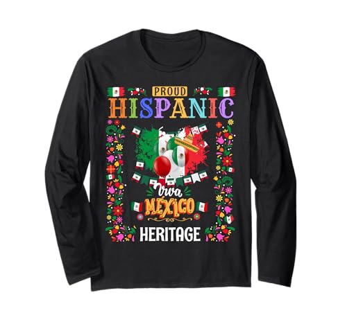 Mexikanisches Erbe Kostüm Outfit Idee für Kinder & Mexiko Flagge Langarmshirt von Mexico Hispanic Heritage Month Idea For Women