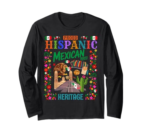 Mexikanisches Erbe Themed Outfit Idee für Kinder & Mexiko Flagge Langarmshirt von Mexico Hispanic Heritage Month Idea For Women