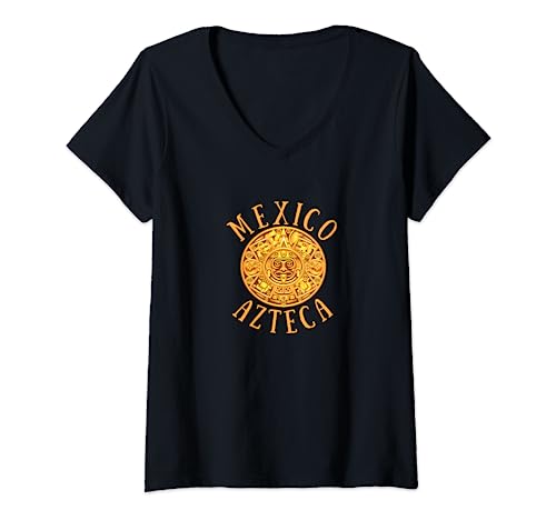 Damen Mexiko Azteca T-Shirt mit V-Ausschnitt Damen Mexiko Azteca T-Shirt mit V-Ausschnitt von Mexico Lovers Tees and Apparel