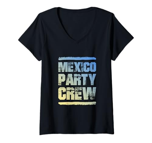 Damen Mexiko Party Crew | Zitat des Urlaubsteams T-Shirt mit V-Ausschnitt Damen Mexiko Party Crew | Zitat des Urlaubsteams T-Shirt mit V-Ausschnitt von Mexico Party Mood Inc