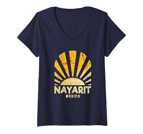 Damen Nayarit Mexico - Nayarit Mexico Sunshine T-Shirt mit V-Ausschnitt Damen Nayarit Mexico - Nayarit Mexico Sunshine T-Shirt mit V-Ausschnitt von Mexico Sunshine Apparel