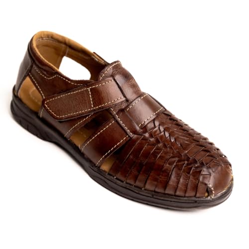 Mexico en la Piel Handgefertigte Herren Leder Fisherman Huaraches Sandalen - Echtes Leder, verstellbarer Klettverschluss, geschlossenes Zehendesign, lässige und bequeme Schlupfschuhe - erhältlich in Mexico en la Piel Handgefertigte Herren Leder Fisherman Huaraches Sandalen - Echtes Leder, verstellbarer Klettverschluss, geschlossenes Zehendesign, lässige und bequeme Schlupfschuhe - erhältlich in von Mexico en la Piel
