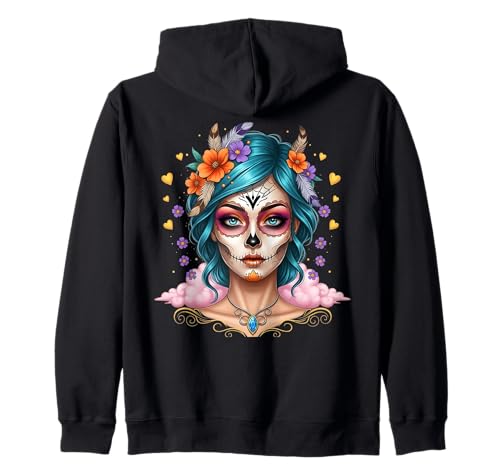 Buntes Totenkopf Damen Design – Mexikanischer Tag der Toten Kapuzenjacke Buntes Totenkopf Damen Design – Mexikanischer Tag der Toten Kapuzenjacke von Mexikanische Skelett Kunst & Kultur Geschenkidee