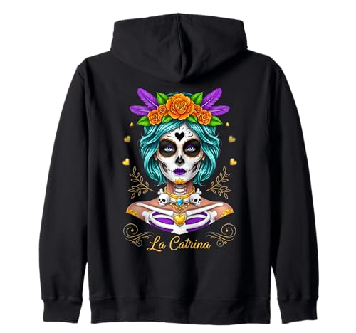 Buntes Totenkopf Damen Design – Mexikanischer Tag der Toten Kapuzenjacke von Mexikanische Skelett Kunst & Kultur Geschenkidee