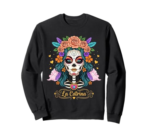 Buntes Totenkopf Damen Design – Mexikanischer Tag der Toten Sweatshirt von Mexikanische Skelett Kunst & Kultur Geschenkidee