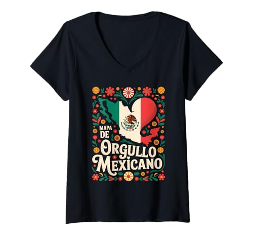 Damen Vintage Viva Mexiko, Lange Mein Volk, stolze mexikanische T-Shirt mit V-Ausschnitt Damen Vintage Viva Mexiko, Lange Mein Volk, stolze mexikanische T-Shirt mit V-Ausschnitt von Mexikanische Unabhängigkeitstag Geschenke für