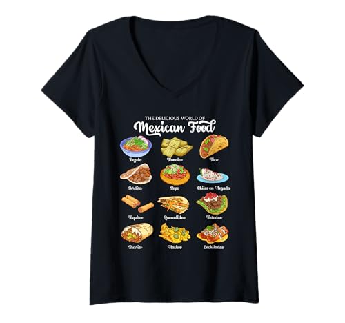Damen Mexikanisches Essen - Kulinarische Vielfalt Mexikos T-Shirt mit V-Ausschnitt Damen Mexikanisches Essen - Kulinarische Vielfalt Mexikos T-Shirt mit V-Ausschnitt von Mexikanisches Essen Designs