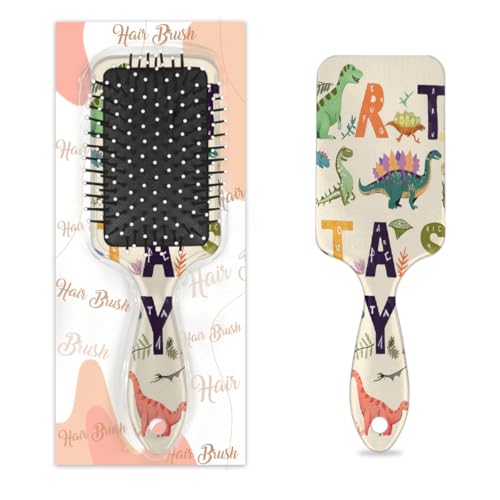 Alphabet-Dinosaurier-Haarbürste, Dinosaurier, bemalt, feucht, trocken, Luftkissen, Haarbürste, Kunststoff, Entwirrer, Haarbürste für Kinder und Erwachsene, Geschenk für Damen und Herren von Mexpekil