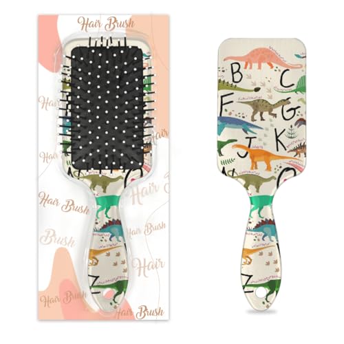 Alphabet-Dinosaurier-Haarbürste, nasses, trockenes Luftkissen, Haarbürste, Kunststoff, Entwirrer, Haarbürste für Kinder und Erwachsene, Geschenk für Damen und Herren von Mexpekil