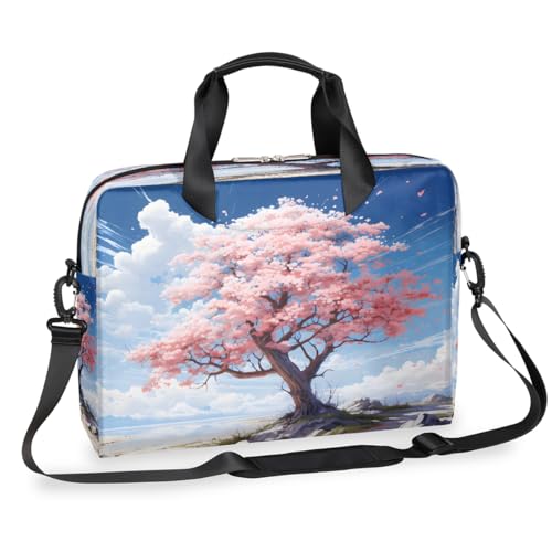 Anime Sakura Japanische Laptop-Aktentasche für Männer und Frauen, 15,7 Zoll Business-Computertasche mit abnehmbarem Schultergurt, Laptoptasche, Messenger-Aktentasche von Mexpekil