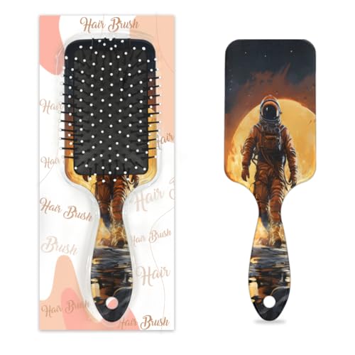 Antistatischer Massage-Haarkamm, Luftkissen, Haarbürste, Astronaut, Erkundung, quadratische Kopfhaut-Massagebürste für Frauen und Mädchen von Mexpekil