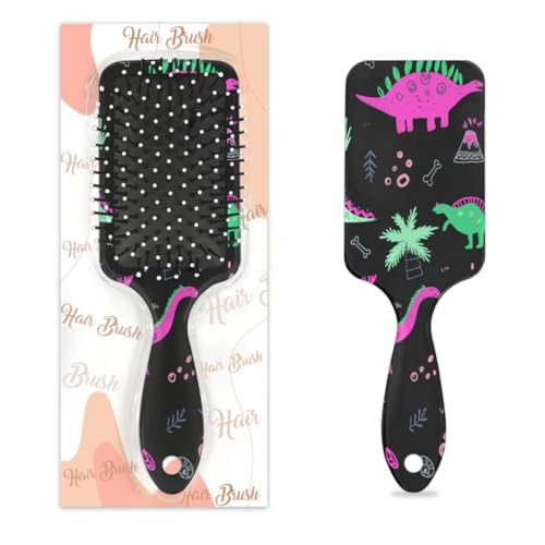 Antistatischer Massage-Haarkamm, Luftkissen, Haarbürste, Dinosaurier, Palme, Cartoon-Druck, quadratische Kopfhaut-Massagebürste für Frauen und Mädchen von Mexpekil