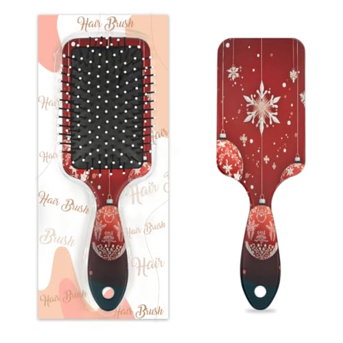 Antistatischer Massage-Haarkamm, Luftkissen, Haarbürste, Frohe Weihnachten, Ball, Winter, Schneeflocken, Weihnachtsbaum, quadratische Kopfhaut-Massagebürste für Frauen und Mädchen von Mexpekil
