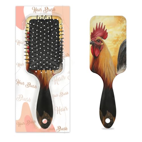 Antistatischer Massage-Haarkamm, Luftkissen, Haarbürste, Hahn, Sonnenblume, quadratische Kopfhaut-Massagebürste für Frauen und Mädchen von Mexpekil