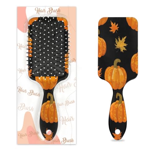 Antistatischer Massage-Haarkamm, Luftkissen, Haarbürste, Herbsternte, Kürbisse, Ahornblätter, quadratische Kopfhaut-Massagebürste für Frauen und Mädchen von Mexpekil