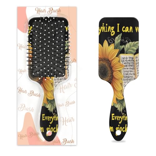 Antistatischer Massage-Haarkamm, Luftkissen, Haarbürste, Sonnenblumen, Buchzitate, quadratische Kopfhaut-Massagebürste für Frauen und Mädchen von Mexpekil