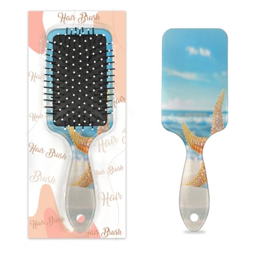 Antistatischer Massage-Haarkamm, Luftkissen, Haarbürste, Strand, Seestern, quadratische Kopfhaut-Massagebürste für Frauen und Mädchen von Mexpekil
