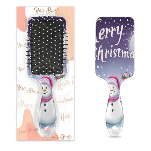 Antistatischer Massage-Haarkamm, Luftkissen, Haarbürste, Weihnachten, Schneemann, Bauernhaus, Winter, quadratische Kopfhaut-Massagebürste für Frauen und Mädchen von Mexpekil