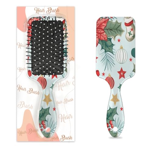 Antistatischer Massage-Haarkamm, Luftkissen, Haarbürste, Weihnachtssocken und florale quadratische Kopfhaut-Massagebürste für Frauen und Mädchen von Mexpekil