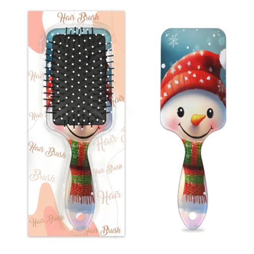 Antistatischer Massage-Haarkamm, Luftkissen, Haarbürste, Winter, Schneemann, Frohe Weihnachten, Neujahr, Urlaub, quadratische Kopfhaut-Massagebürste für Frauen und Mädchen von Mexpekil