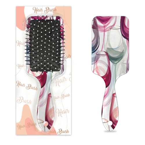 Antistatischer Massage-Haarkamm, Luftkissen, Haarbürste, bunt, abstrakt, Weingläser, quadratische Kopfhaut-Massagebürste für Frauen und Mädchen von Mexpekil